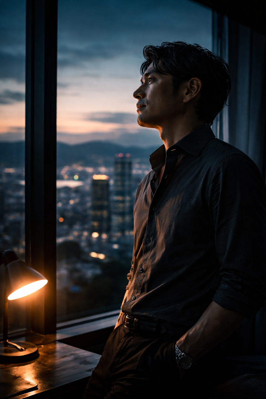 Executive at dawn